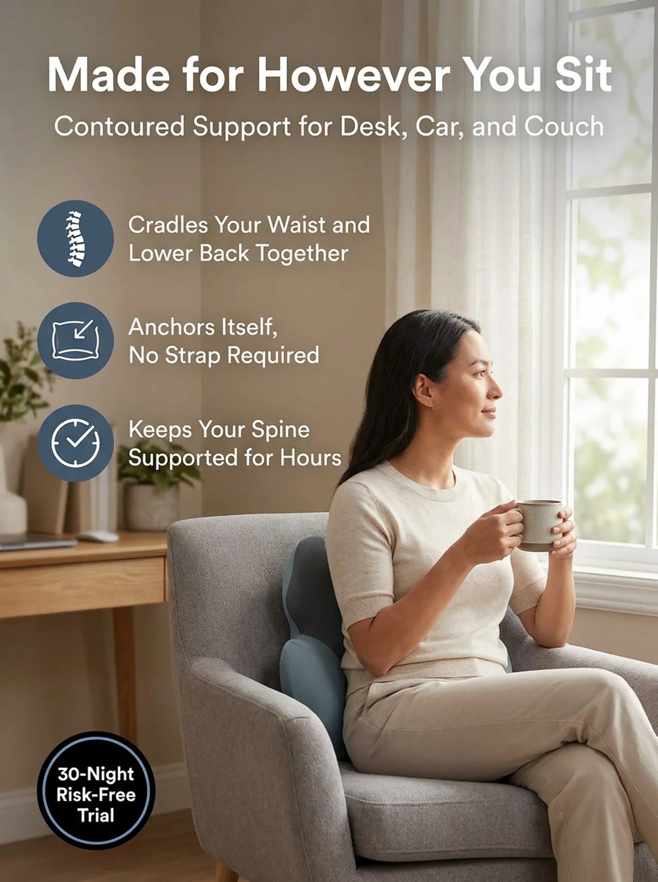 Nightbloom Memory Foam Lumbar Support Pillow